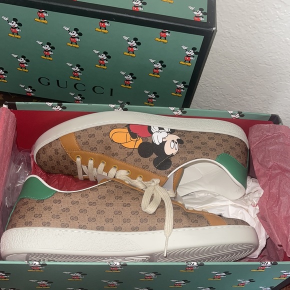 Authentic Gucci x Disney ace Mickey Mouse sneakers in a 10G supreme canvas GG - Picture 16 of 16
